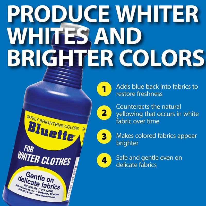 Bluette Concentrated Liquid Laundry Bluing 32 Fl Oz â€“ Restores Whiteness & Brightness for Your Laundry, Safe & Gentle on Fabrics, Eco-Friendly Fabric Whitener for All Laundry Types - Image 2